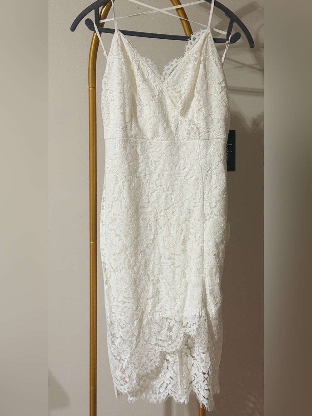 Lulu's Ivory Strappy Lace High-Low Dress